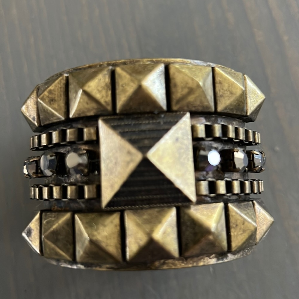 Studded Gold and Black Cuff Bracelet